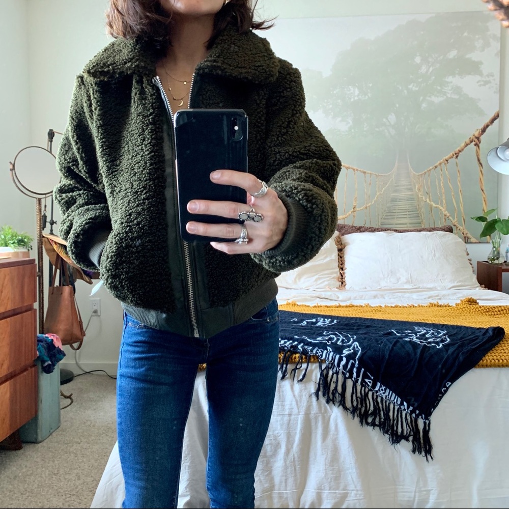 Blank NYC Faux Shearing Bomber Jacket